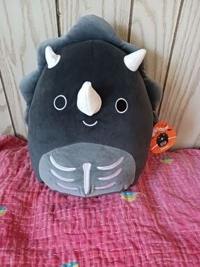 Squishmallows Diesel Skeleton Dinosaur Stuffed Animal Tricerotops Halloween